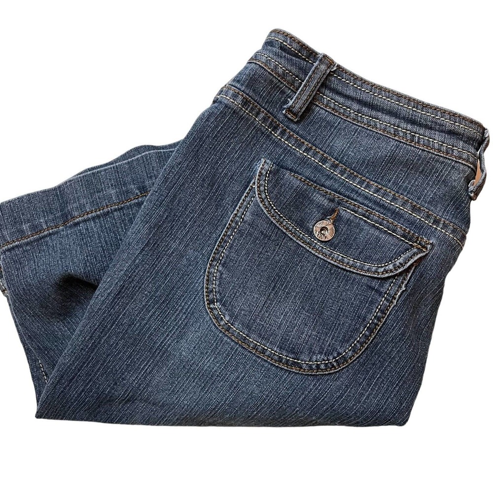 YUVA Jean Shorts Bermuda Womens Plus 16 Blue Denim Stretch Button Back Pockets